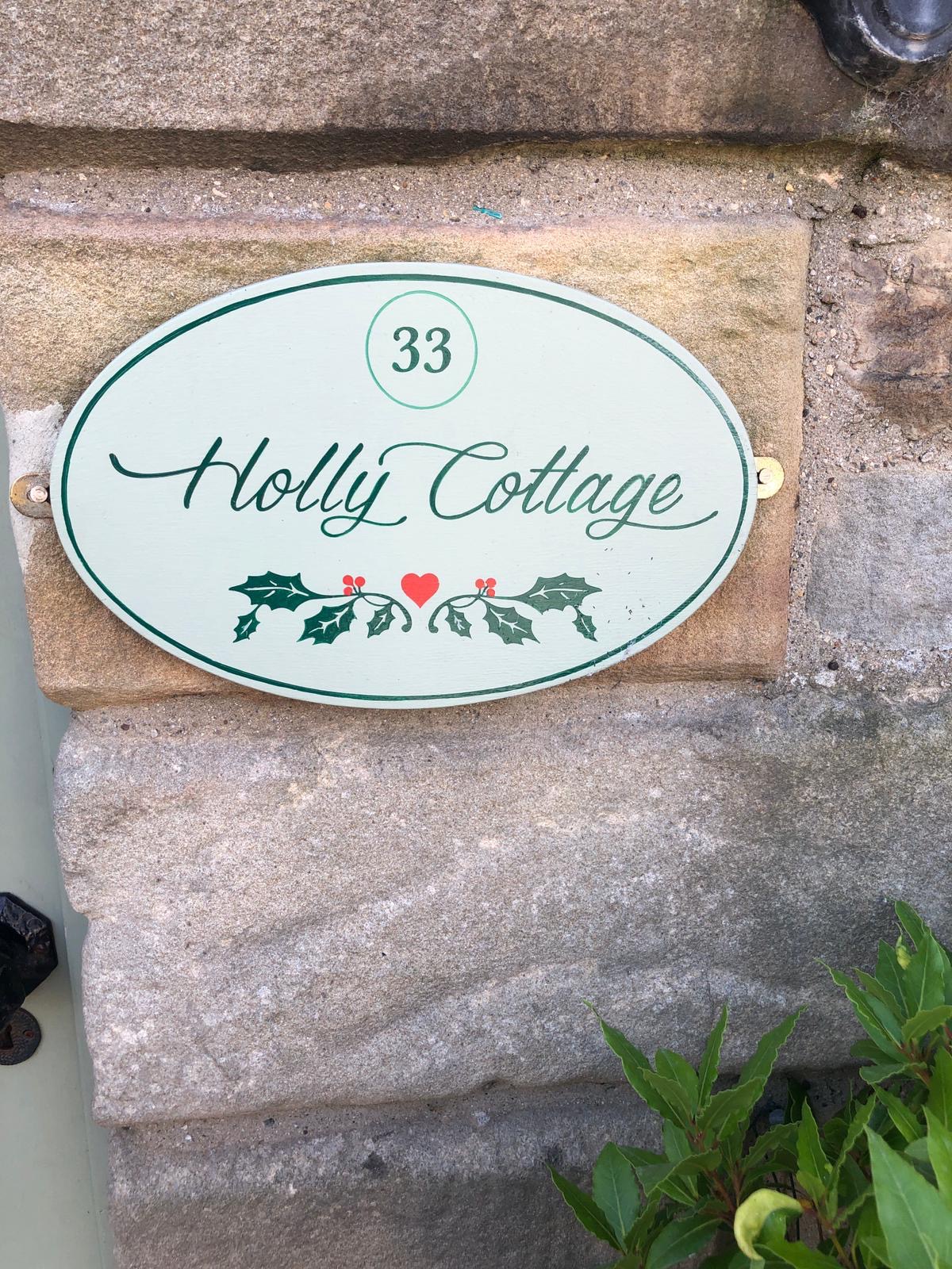Holly Cottage traditional hand-painted sign